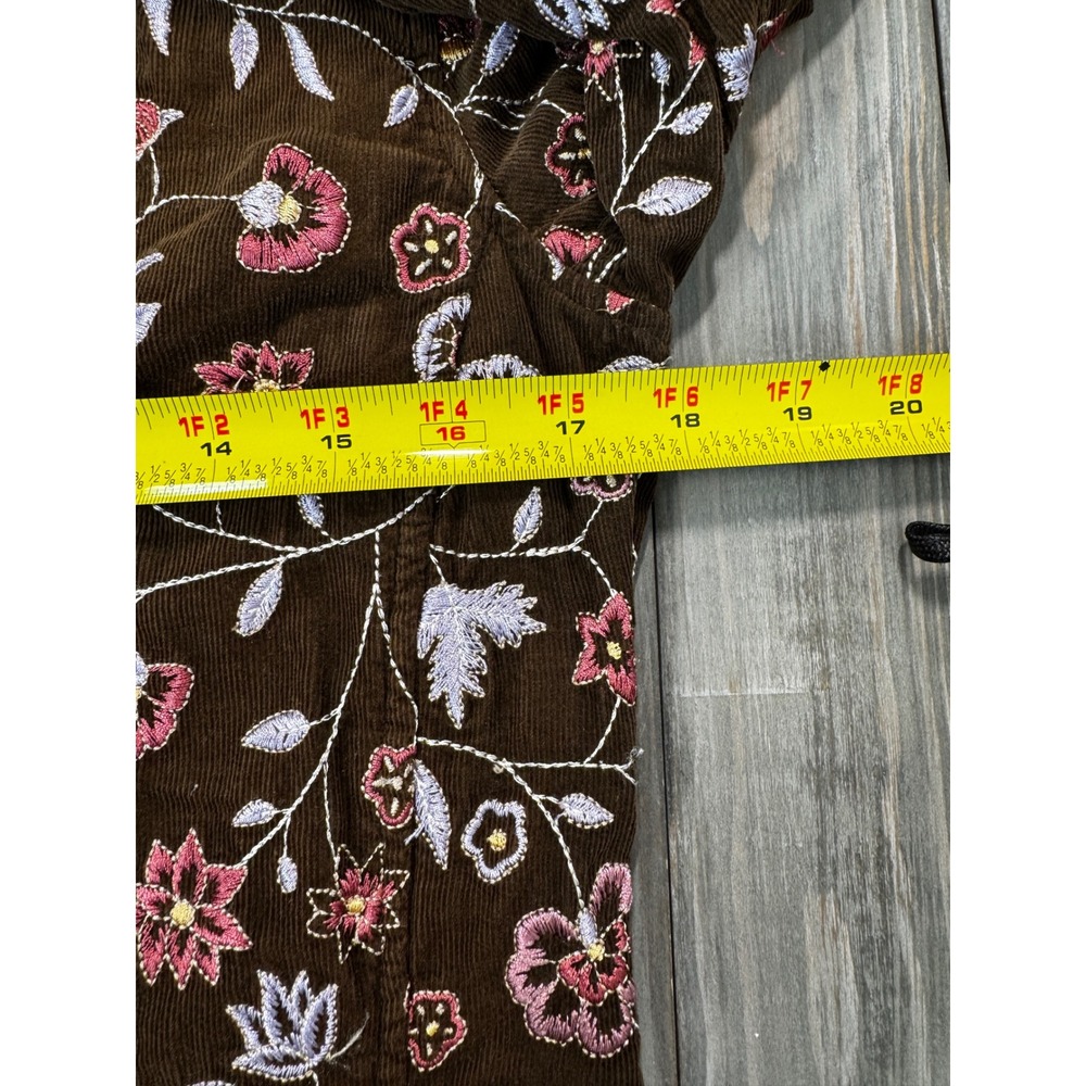 Johnny Was Embroidered Corduroy Long Coat Jacket Brown Floral Boho Whimsigoth S - Picture 10 of 10